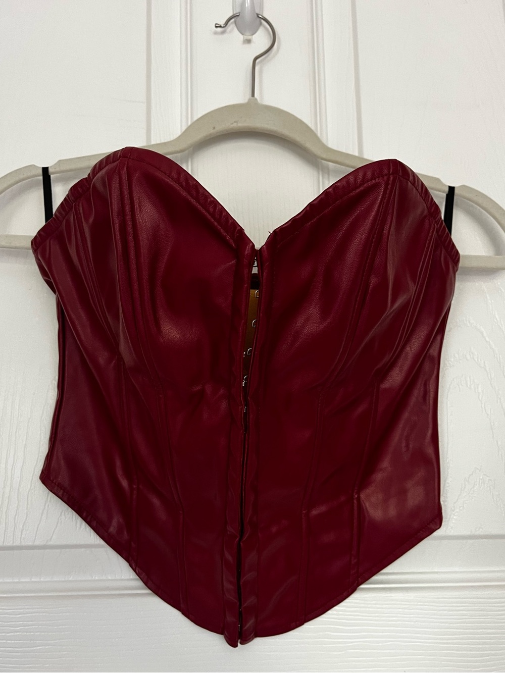 SHEIN Burgundy Faux Leather Corset Bustier Top Size Medium